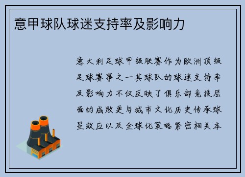 意甲球队球迷支持率及影响力